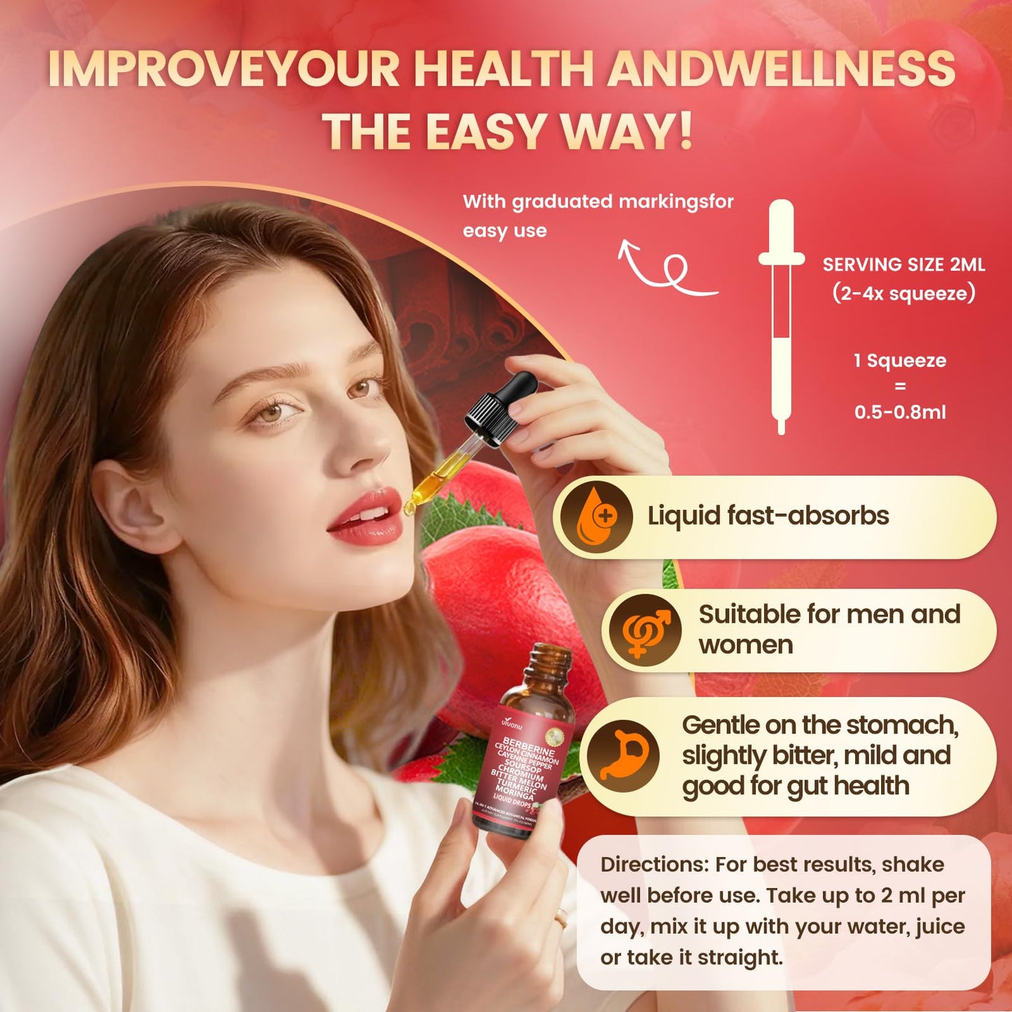 14-in-1 with Ceylon Cinnamon Supplement Liquid Drops, 1800mg + 30:1 Liposomal Tech with Cayenne Pepper, Soursop, Chromium, Bitter Melon,