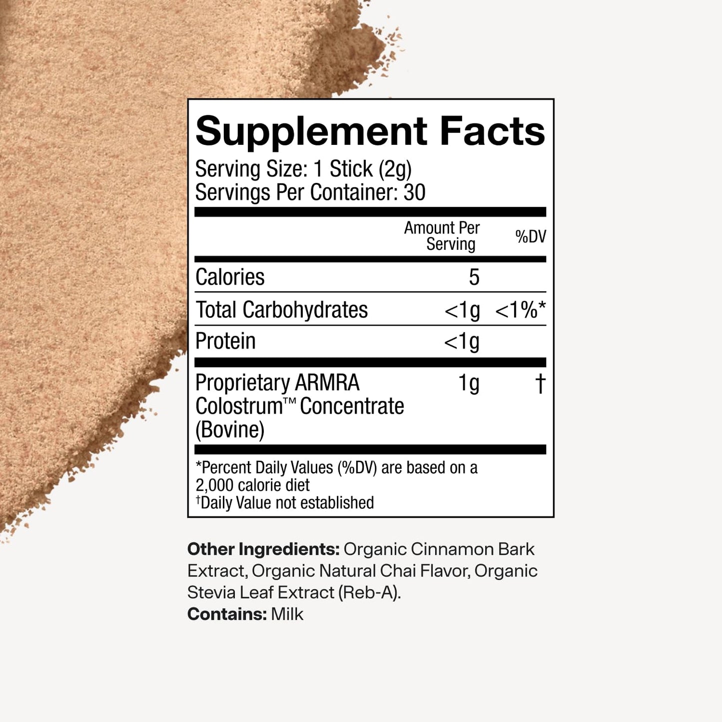 ARMRA Colostrum Powder | Arctic Chai | Gut Health & Bloating | Skin & Hair | Immunity | Keto, Gluten & Fat-Free | 30 Servings