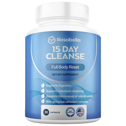 Rosabella 15 Day Cleanse – Full Body Detox & Colon Cleanse for Men & Women – Gut Cleanse Detox Pills for Digestive Health & Bloating Relief