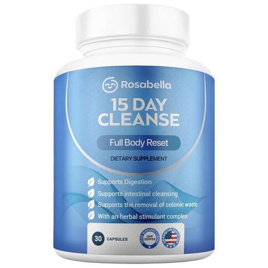 Rosabella 15 Day Cleanse – Full Body Detox & Colon Cleanse for Men & Women – Gut Cleanse Detox Pills for Digestive Health & Bloating Relief