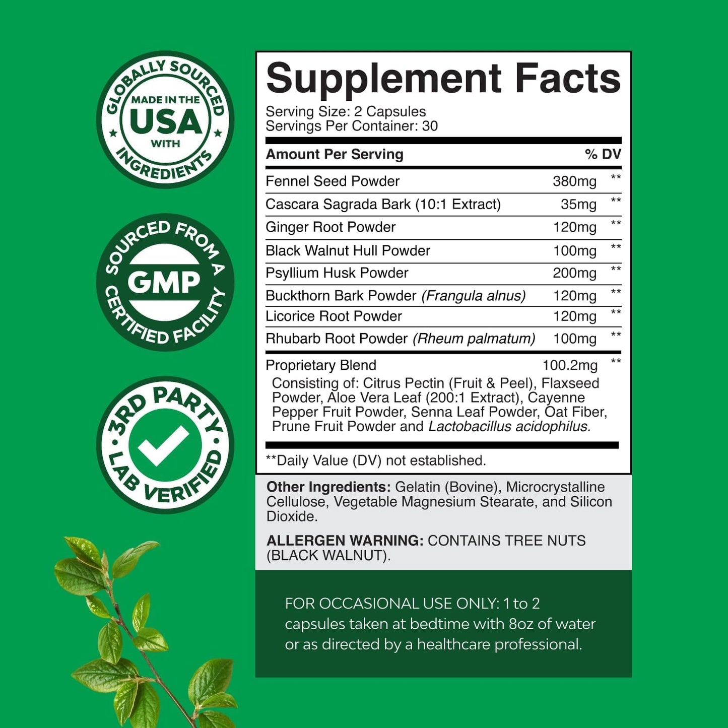 Herbal Colon Cleanse for Women & Men - 15 Day Gut Cleanse Detox for Women & Men with Senna Leaf Cascara Sagrada & Psyllium Husk for Fasting Acting Relief