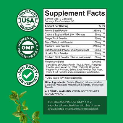 Herbal Colon Cleanse for Women & Men - 15 Day Gut Cleanse Detox for Women & Men with Senna Leaf Cascara Sagrada & Psyllium Husk for Fasting Acting Relief