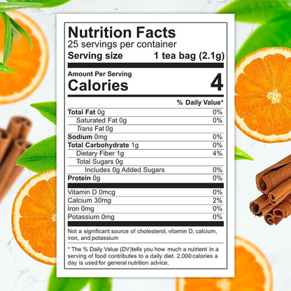 Total Tea SIimming Detox Tea Caffeine Free - 25 Day Detox - Herbal Tea with Chamomile, Hibiscus Tea & Ginger Root for Colon Cleanse – Natural Citrus & Cinnamon