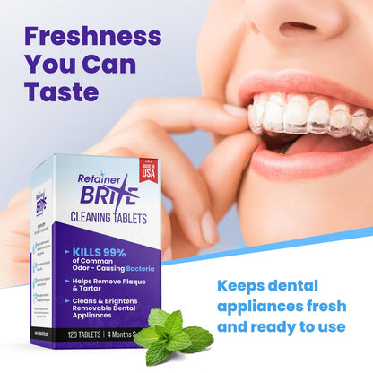 Retainer Brite - Retainer Cleaner Tablets for Invisalign, Mouth Guard Cleaner, Night Guard Cleaning and More. Cleaning Tablets for Ultrasonic Cleaners.