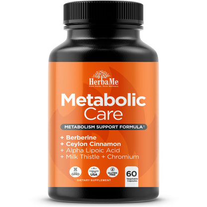 HerbaMe Berberine Supplement with Ceylon Cinnamon, Chromium, Alpha Lipoic Acid, Metabolic Care Supports Metabolism & Cardiovascular Health and Immune System