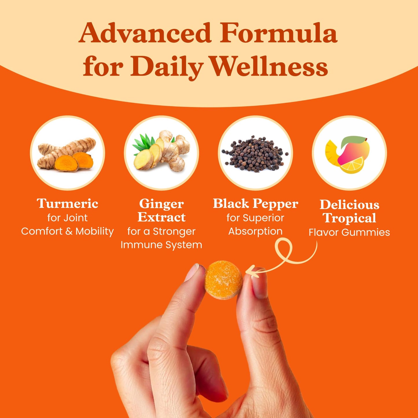 BeLive Turmeric and Ginger Gummies - 500mg - Joint and Mobility Support Supplement - Curcumin with Black Pepper for Enhanced Absorption