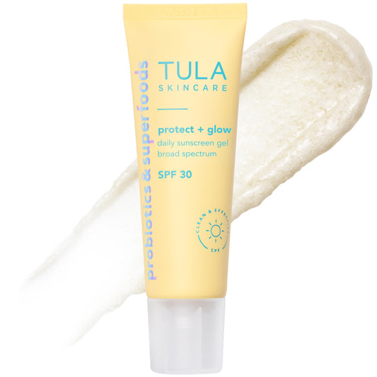 TULA Skin Care Protect + Glow Daily Sunscreen - Gel, Broad Spectrum SPF 30, Skincare-First, Non-Greasy, Non-Comedogenic and Reef-Safe with Pollution and Blue Light Protection, Regular, 1.7 fl oz. TULABuy Supplements Australia
