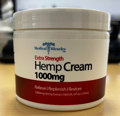 Medical Miracles Hemp Cream - Ideal for Hips, Joints, Neck, Back, Elbows, Fingers, Hands, and Knees (1000mg) Now NEW 4OZ Size Medical MiraclesBuy Supplements Australia