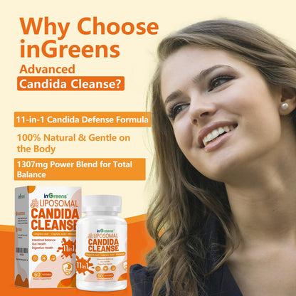 inGreens 11-in-1 Candida Support Supplement, Antifungal Overgrowth, Intestinal Detox & Gut Health for Women & Men, Balance Probiotic