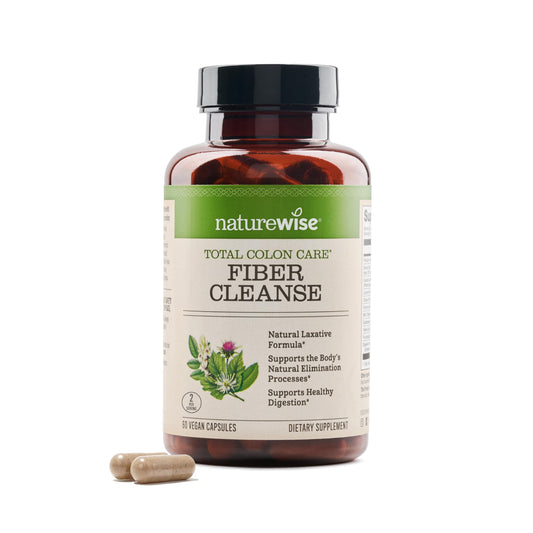 NatureWise Total Colon Care Fiber Cleanse - Natural Laxative Blend - Herbal Laxatives, Prebiotics, & Enzymes for Regularity, Digestion, Weight & Gut Health