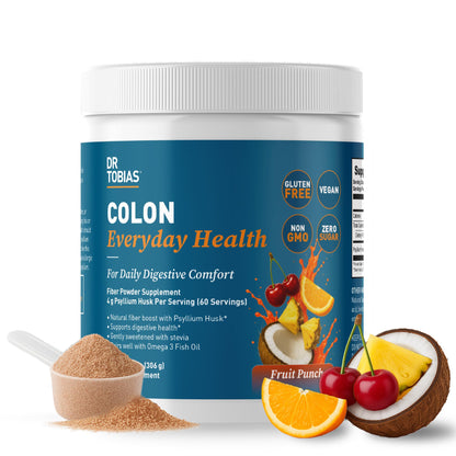 Dr. Tobias Colon Everyday Health - Gut Health for Women & Men - Psyllium Fiber Powder Drink with 4g Psyllium Husk Powder per Serving, Vegan, Gluten Free