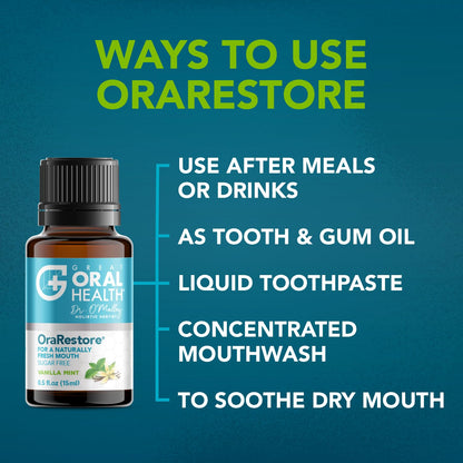 OraRestore Bad Breath Treatment for Adults Halitosis: Dentist Formulated Oral Rinse Concentrate Tooth Oil Liquid Toothpaste, Fresh Breath Mouthwash for Dry Mouth