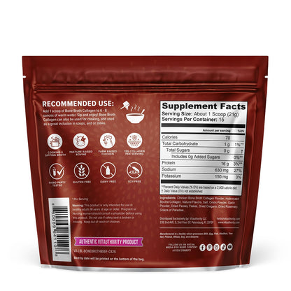 Bone Broth Collagen Powder 16g Collagen Protein per Serving Supports Joints Skin Nails & Gut Health Made from Real Beef Bone Broth Savory Collagen