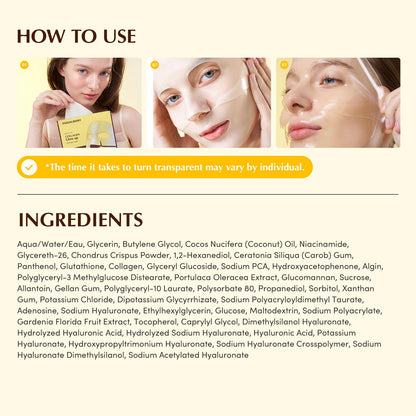 EQQUALBERRY Collagen Glow Up Mask - Niacinamide & Low Molecular Collagen for Brightening and Radiance Boosting | Korean Collagen Face Mask