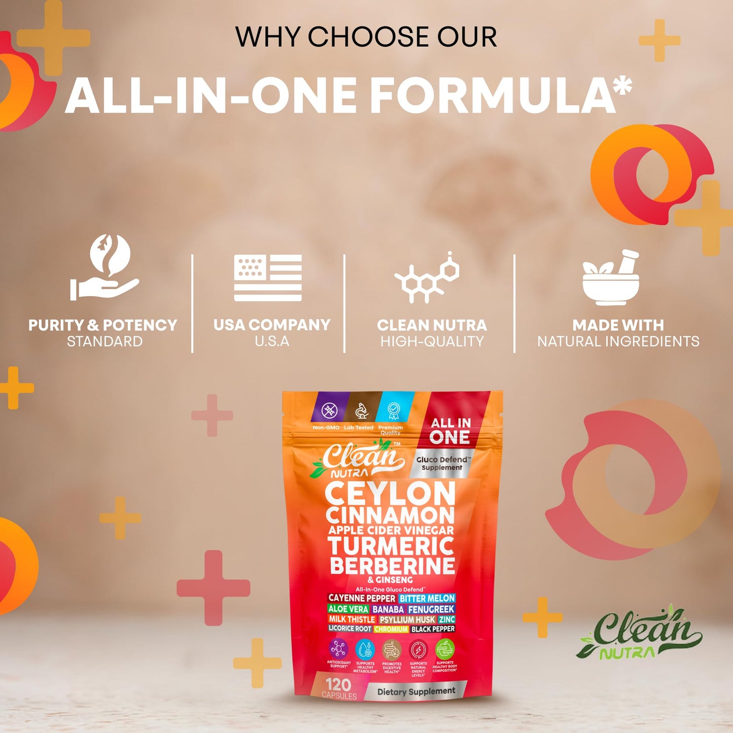Ceylon Cinnamon Capsules + Apple Cider Vinegar Turmeric Supplement Ginseng Cayenne Pepper Bitter Melon Aloe Vera Fenugreek Milk Thistle Chromium