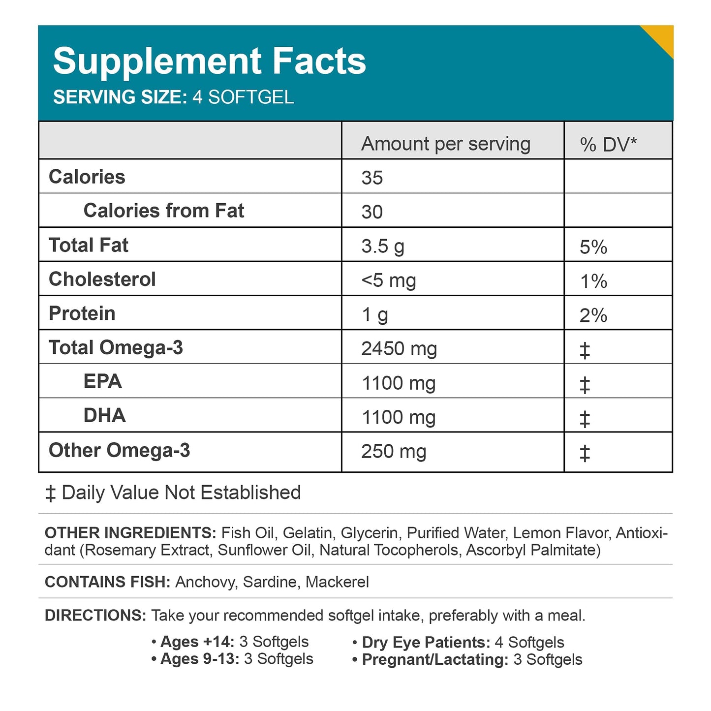 MacuHealth Omega 3 Fish Oil - 1100mg DHA, 1100mg EPA, Eye & Health Supplement, Triglyceride Formula, 120 Softgels