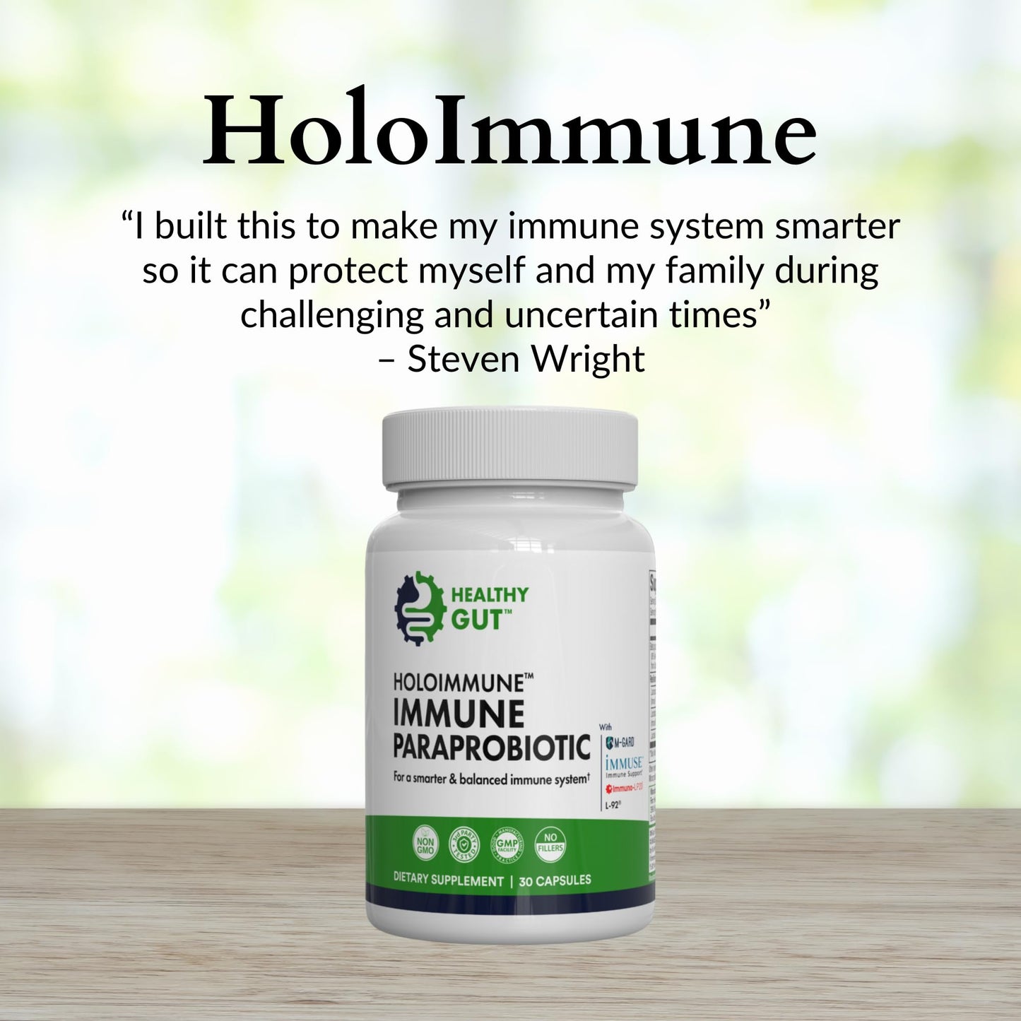 Healthy Gut HoloImmune | Paraprobiotic with Immuse Immune Support | 30 Servings