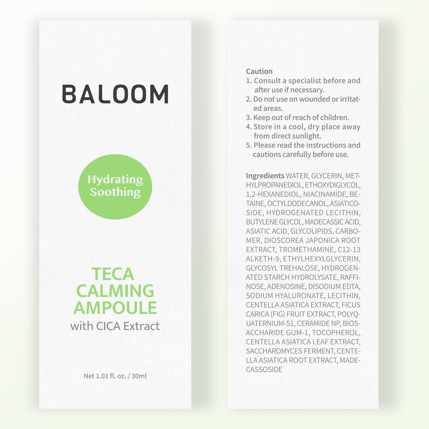 BALOOM Centella Asiatica Calming Ampoule with TECA & Niacinamide - Korean Cica Serum for Sensitive Skin - Soothing Redness Relief,