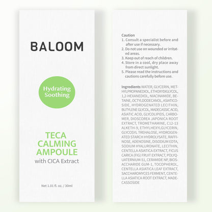 BALOOM Centella Asiatica Calming Ampoule with TECA & Niacinamide - Korean Cica Serum for Sensitive Skin - Soothing Redness Relief,