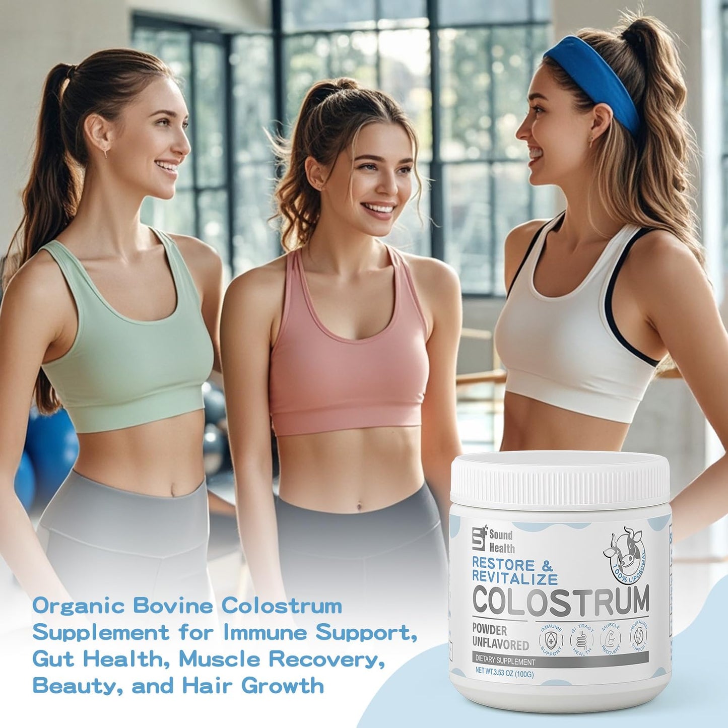 Colostrum Supplement Powder for Humans - Organic Bovine Colostrum Supplement for Gut Health, Hair Growth, Beauty,