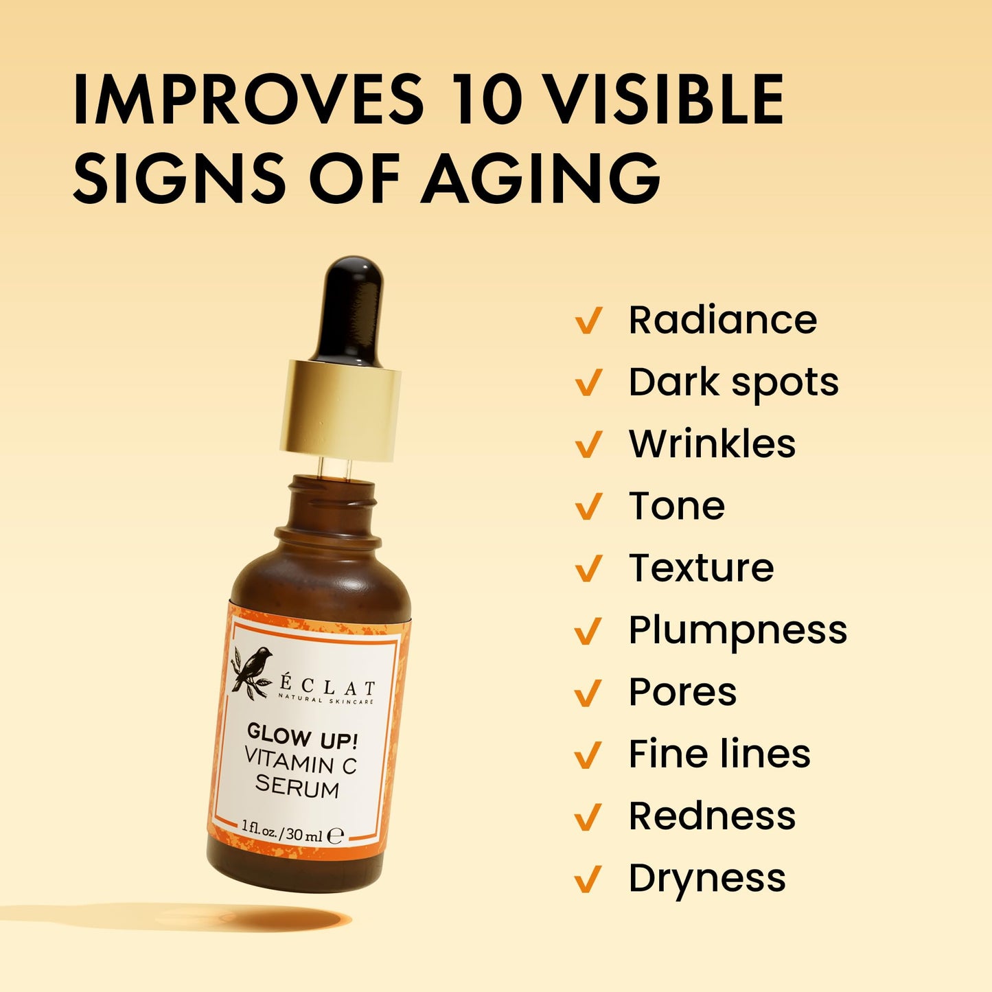Eclat Skincare Vitamin C Serum - Skin Care for Dark Spots, Vitamin C Serum for Face with Hyaluronic Acid, Ferulic Acid, & Vit E