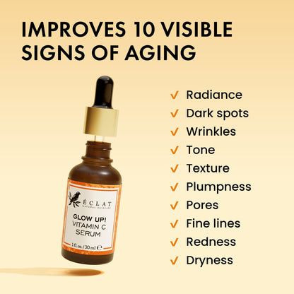 Eclat Skincare Vitamin C Serum - Skin Care for Dark Spots, Vitamin C Serum for Face with Hyaluronic Acid, Ferulic Acid, & Vit E
