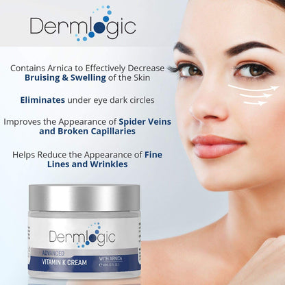 Vitamin K Cream- Moisturizing Bruise Healing Formula. Dark Spot Corrector for Bruising, Spider Veins & Broken Capillaries. Reduces Under Eye Dark Circles,