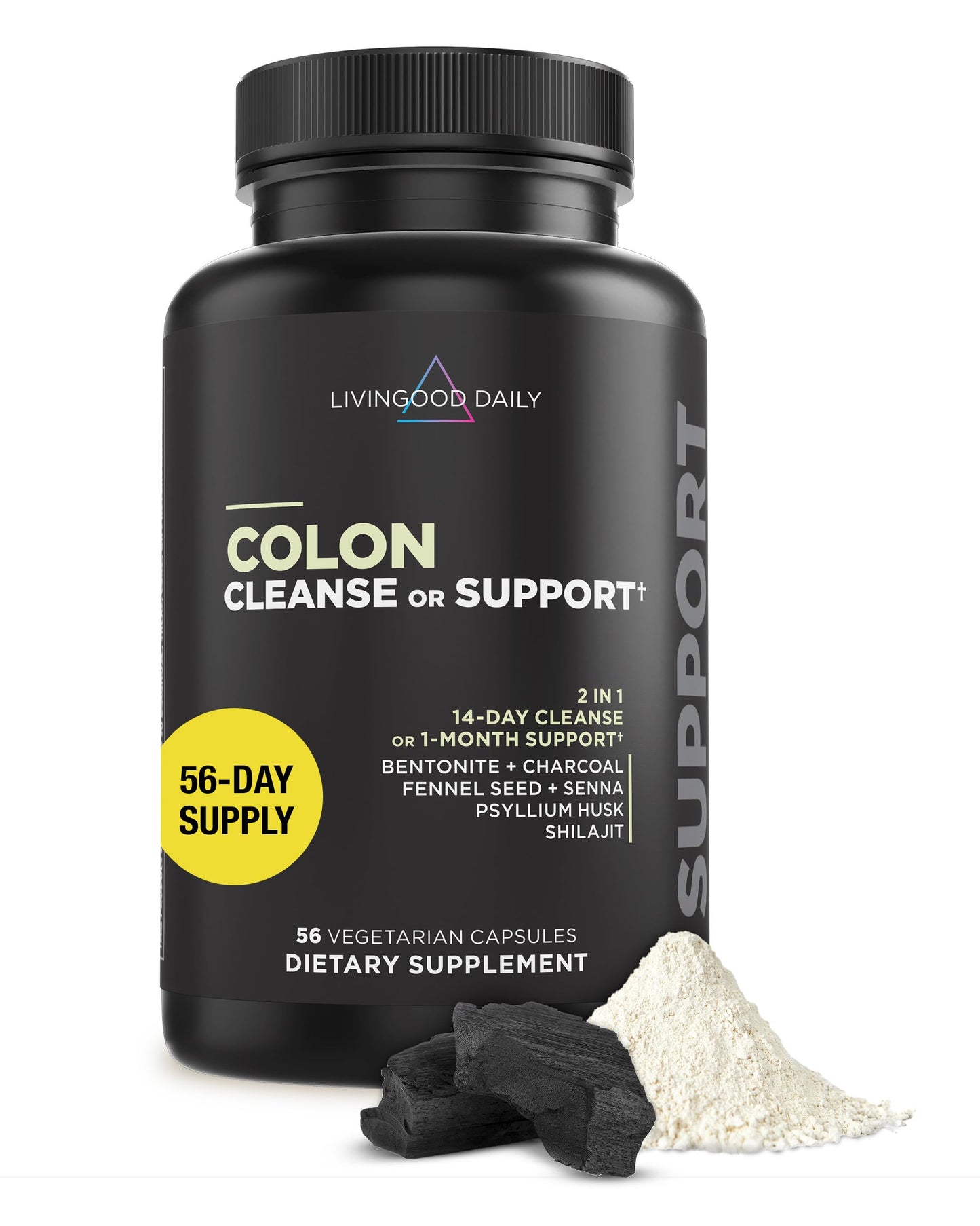 Livingood Daily Colon Cleanse, 56 Vegetarian Capsules - Gut Detox Cleanse Pills & Constipation Relief for Women & Men - Supports Healthy Digestion - Allergen-Free,
