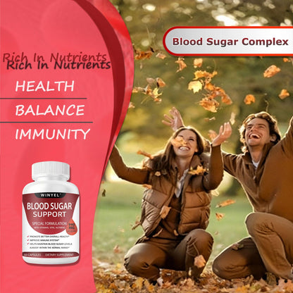 WINYEL Blood Sugar Complex Supplement - with Cinnamon, Bitter Melon, Chromium, Mulberry, Alpha Lipoic Acid, 60 Capsules