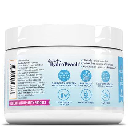 Colostrum Collagen Powder Hydrolyzed Peptide HydroPeach Gut Health Skin & Immune Support | 1g Bovine Colostrum, 2g Collagen Peptides, 20mg Peach Ceramides