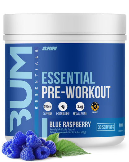 RAW Nutrition - Essential Pre - Chris Bumstead Pre Workout Formula, Sports Nutrition Pre-Workout Powders | Men & Womens Drink, Energy Powder