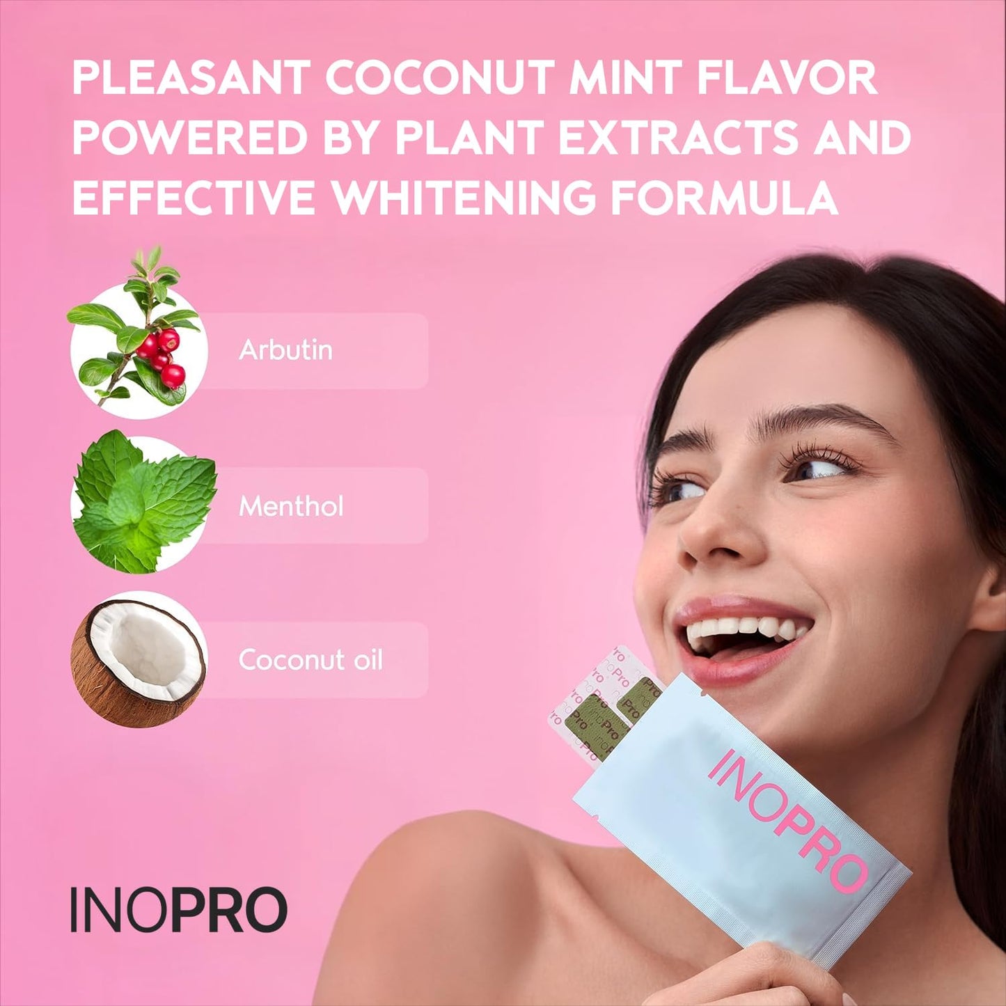InoPro Teeth Whitening Strips 14 Treatments Kit - Enamel Safe Teeth Whitener, Peroxide-Free, Green White Strips
