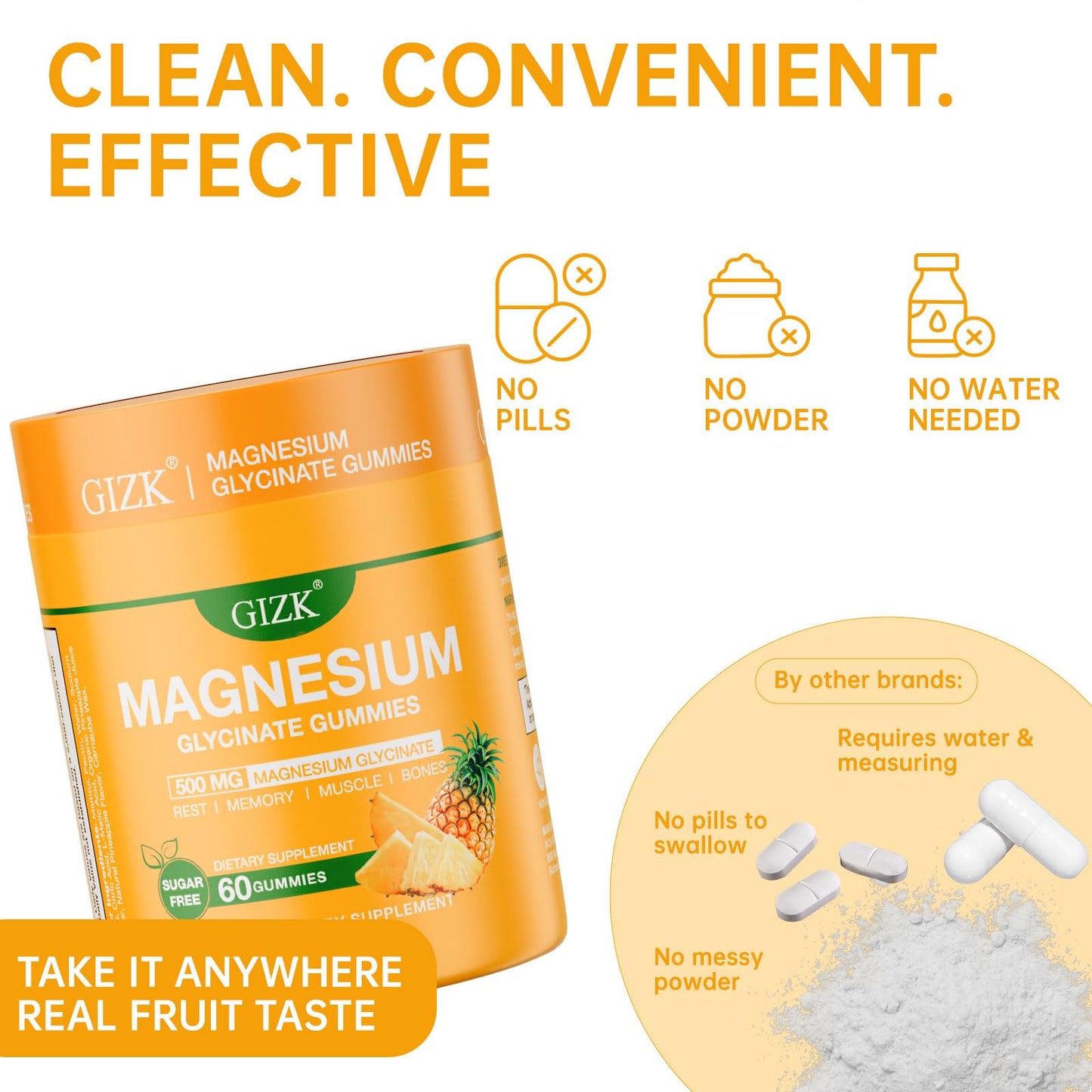 Magnesium Glycinate Gummies 500mg – Sugar Free Magnesium Gummies for Sleep, Stress, Muscle & Nerve Support – for Adults & Kids 4+, Vegan,