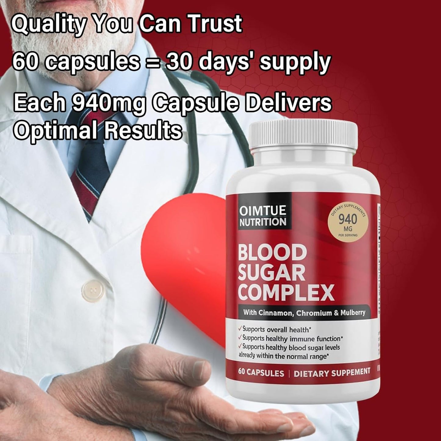 OIMTUE Blood Sugar Complex Supplement – Levels with Cinnamon, Chromium & Bitter Melon ，20 Active Ingredients