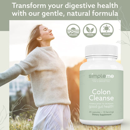 SIMPLEME Colon Cleanse Detox, Natural Constipation Relief for Adults, Fast Bloating Relief Colon Cleanser for Women & Men, 30-Day Gut Support