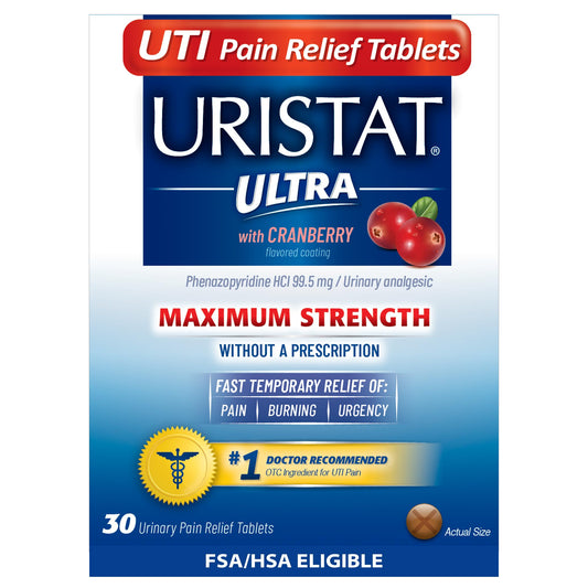Uristat Ultra Strength UTI Relief Tablets – Ease Urinary Pain, Burning & Urgency, Cranberry Flavor, 30 Count URISTAT buy supplements Au