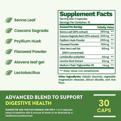 15 Day Advanced Colon Cleanse, Probiotics & Natural Herbs, Supports Detox & Gut Flora for Women & Men, with Cascara Sagrada, Psyllium Husk & Senna Leaf