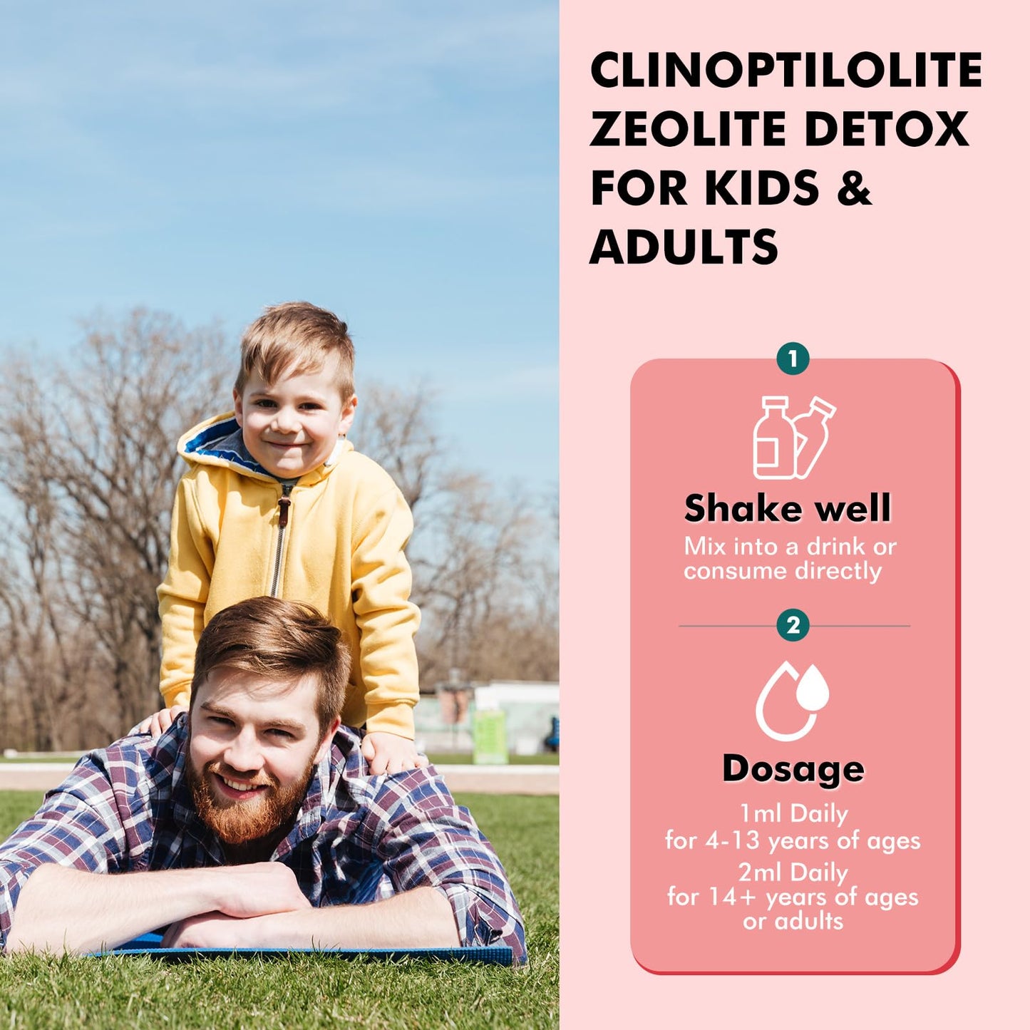 ReviNutra Zeolite Detox for Kids and Adults, Clinoptilolite Zeolite Liquid Drops with Chlorella,