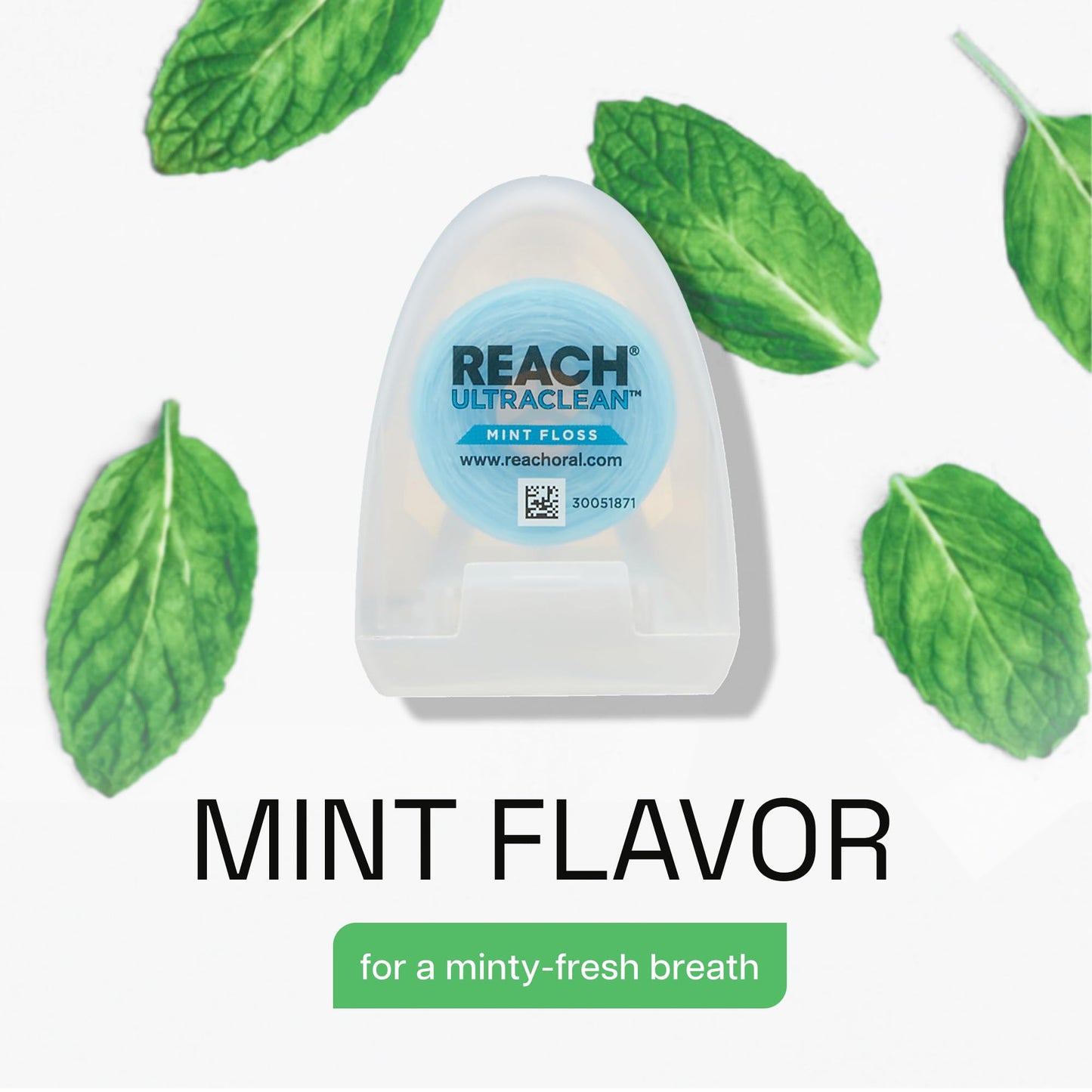 REACH Ultraclean Dental Floss, Mint, Plaque Remover for Teeth, Shred Resistant, Waxed, Easy on Gums & Teeth, Mint, Oral Care