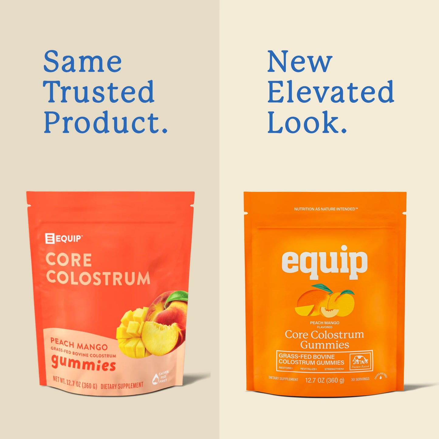Equip Foods Core Bovine Colostrum Gummies, Delicious 1g Per Seving Grass Fed Colostrum Supplement - Gut Health, Immunity, Recovery, Hair & Skin - 60 Bovine Colostrum Gummies,