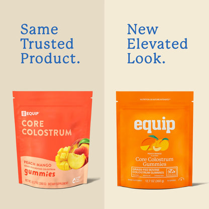 Equip Foods Core Bovine Colostrum Gummies, Delicious 1g Per Seving Grass Fed Colostrum Supplement - Gut Health, Immunity, Recovery, Hair & Skin - 60 Bovine Colostrum Gummies,