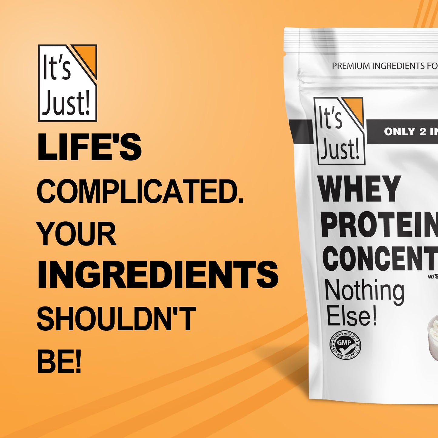 It's Just! - 100% Whey Protein Concentrate, GLP Friendly, Made in USA, No RBST/rBGH Hormones, Premium WPC-80, No Added Flavors or Artificial Sweeteners (1.25 Pound, Unflavored)