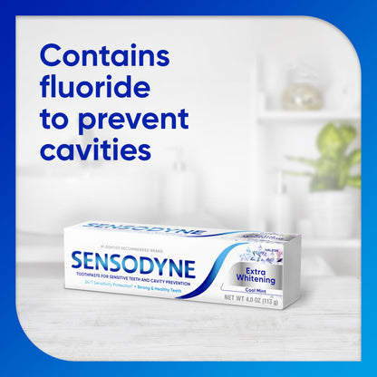 Sensodyne Extra Whitening Sensitive Teeth and Cavity Prevention Whitening Toothpaste, Amazon Exclusive, Cool Mint, Amazon Exclusive