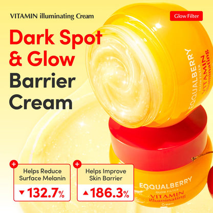 EQQUALBERRY Vitamin Illuminating Cream | Vitamin C & 5% Niacinamide+3% TXA | Dark Spots & Ceramide Barrier Strength Face Moisturizer | Glowy, Lightweight Hydration