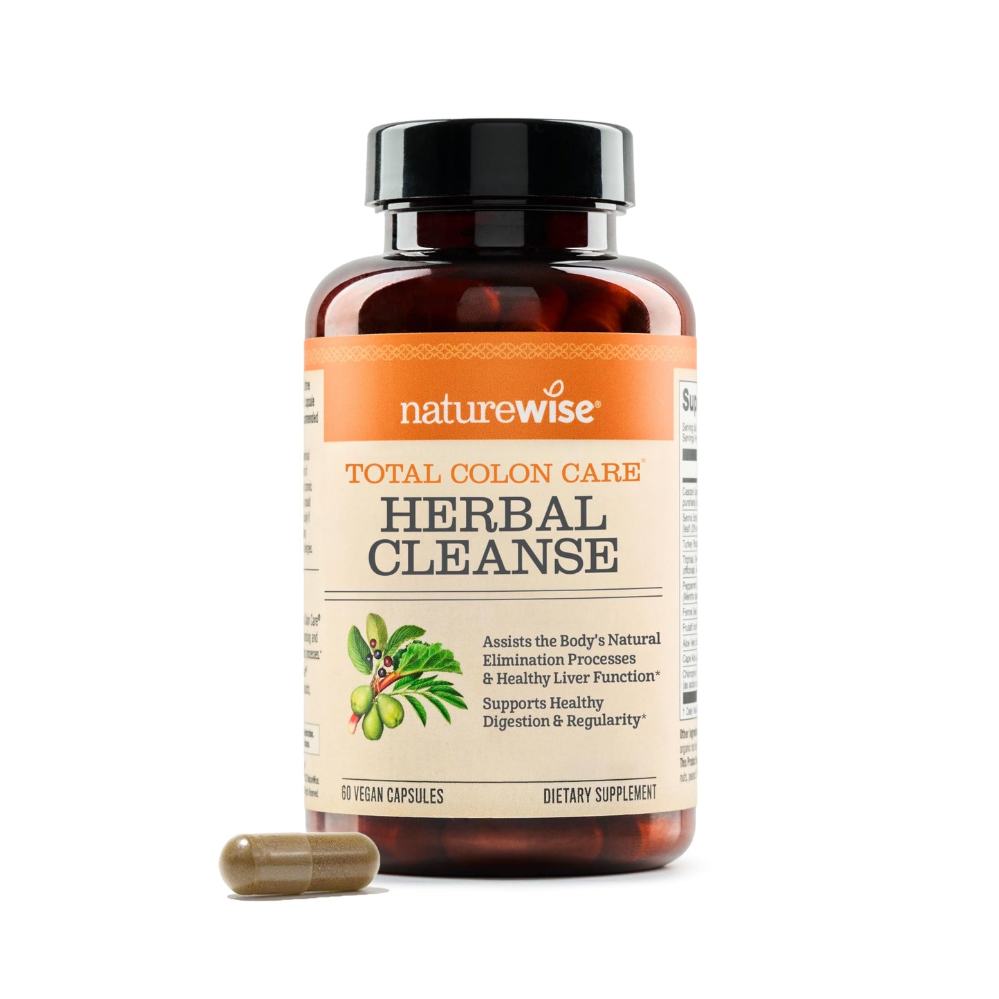 Naturewise Total Colon Care Herbal Cleanse - With Prebiotics, Botanicals, & Antioxidants - for Regular Bowel Movement, Digestion, Gut Health - Vegan, Gluten-Free