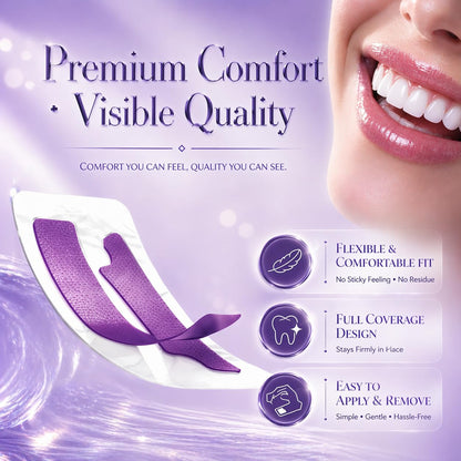 Purple Teeth Whitening Strips, Enamel Safe for Sensitive Teeth, Removes Yellow Stains & Bad Breath, Non-Slip Dry Strip Technology