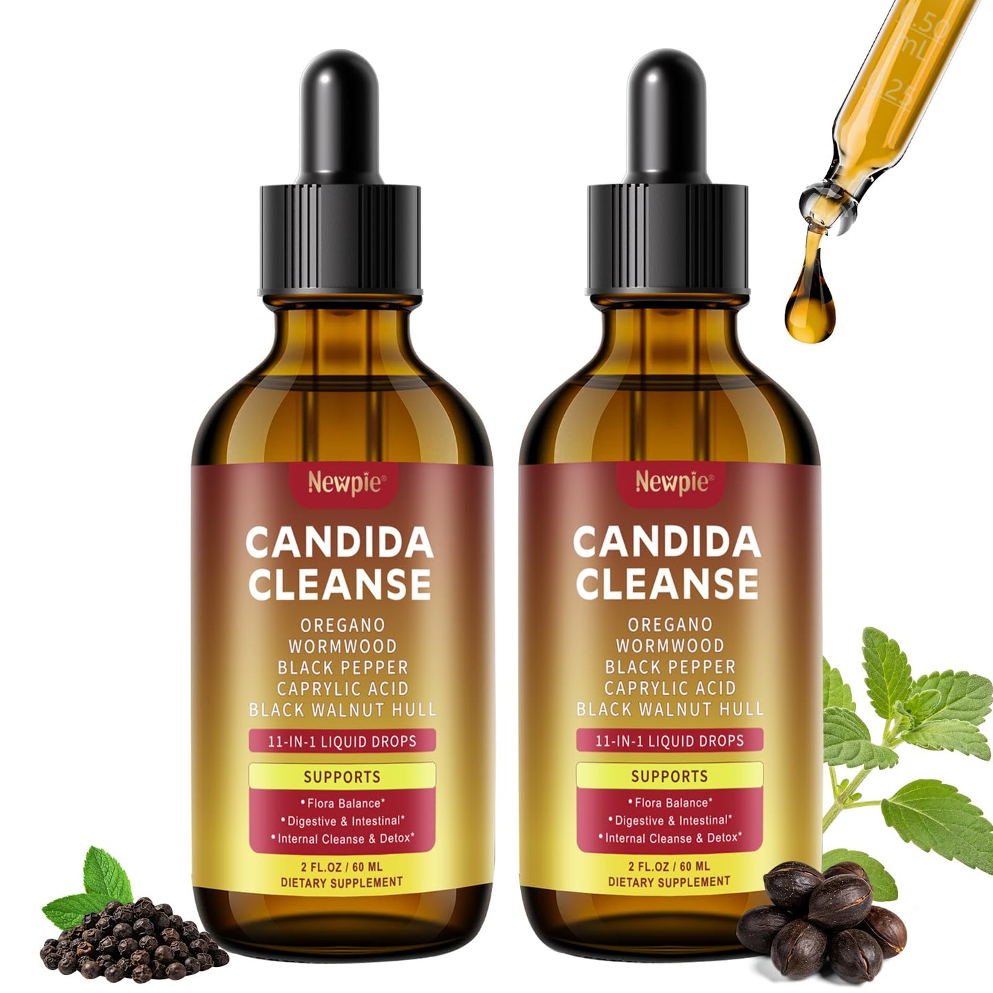 Montorchid Candida Cleanse & Parasite Cleanse Detox | Black Pepper-Boosted Triple-Targeting Formula with Caprylic Acid, Oregano, Black Walnut
