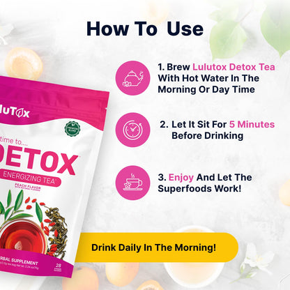 LULUTOX Detox Tea - Herbal Blend with Dandelion, Ginseng, and Ginger - Supports A Healthy Weight, Digestive Health - Vegan, All Natural,