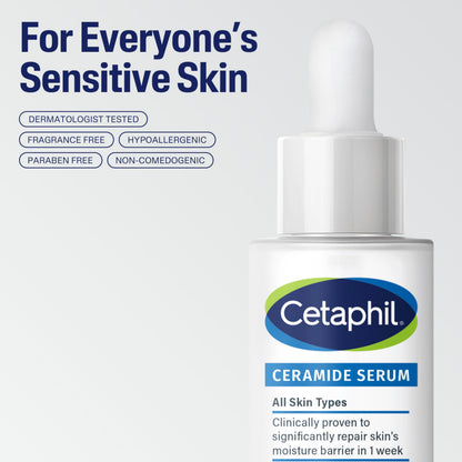 Cetaphil Ceramide Serum, Hydrates and Restores Skin Barrier, Formulated with Ceramides & Centella Asiatica, Designed for Sensitive Skin,