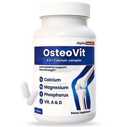 OsteoVit 5-in-1 Calcium 120 tabs Multivitamin: Calcium, Magnesium, Phosphorus, Vitamin D3 & A - Bone Strength & Flexibility*, Non-GMO Gluten Free